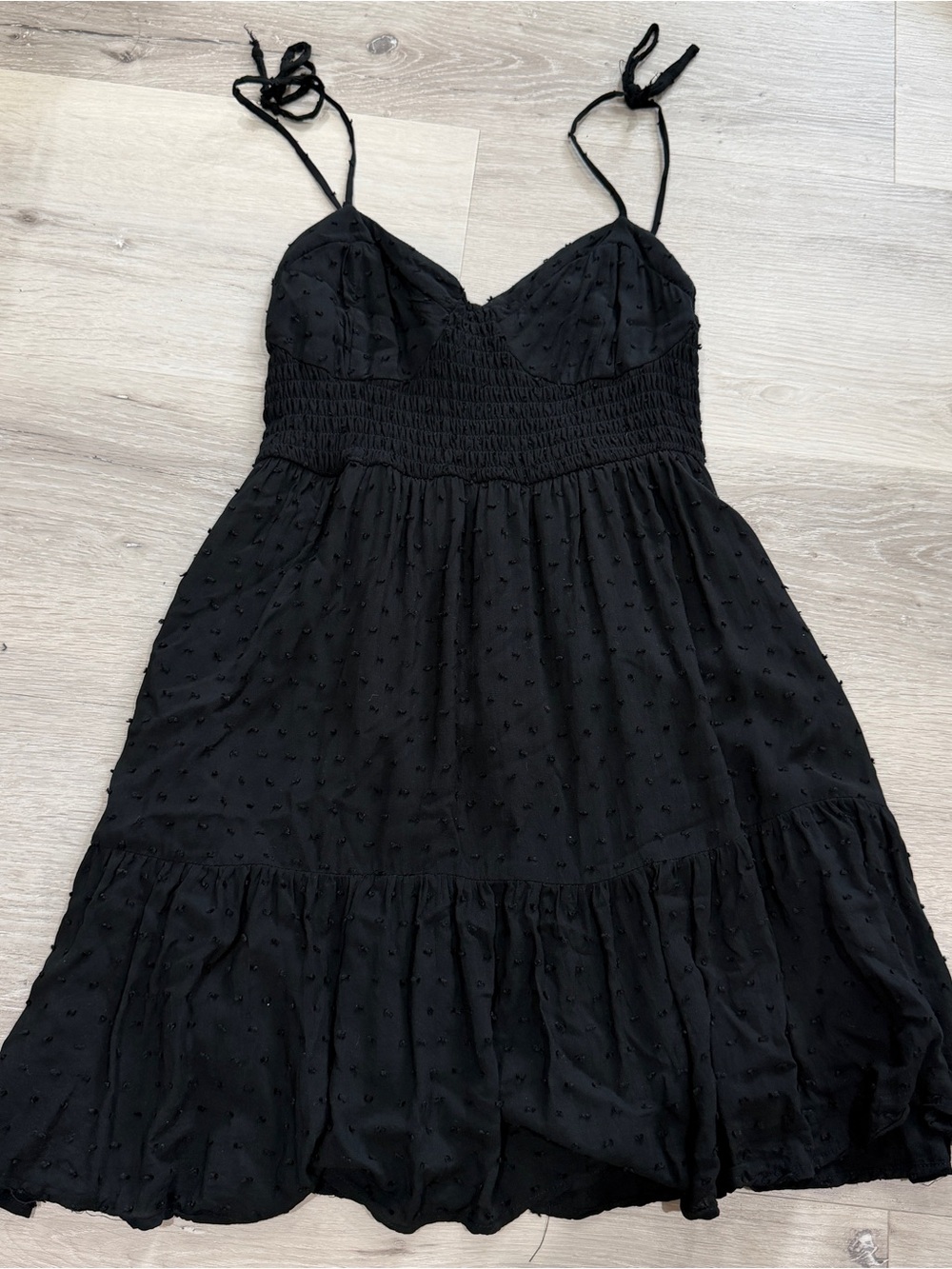 wild fable Black Textured Spaghetti Strap Mini Dress